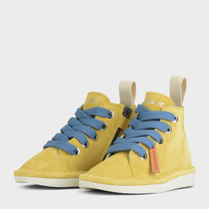 POLACCHINO P01 RAGAZZO IN SUEDE GIALLO-BLU DENIM