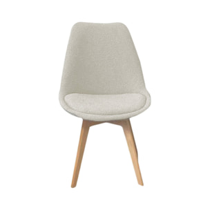 Lot de 4 chaises scandinaves revêtement bouclette texturée blanc. pieds bois de hêtre - Nils