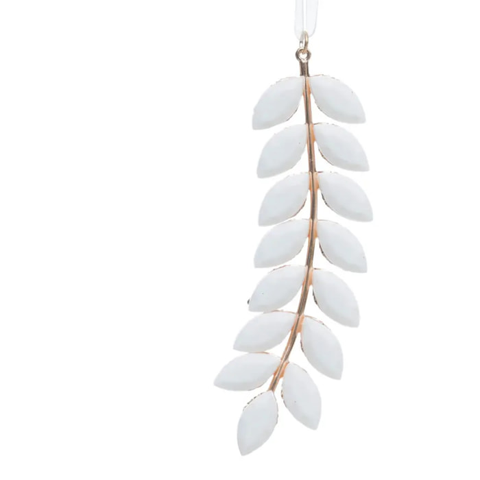 Décoration de sapin feuille x2 blanc rose 10cm