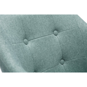 Chaise de bureau capitonnée à roulettes en tissu effet velours texturé vert de gris et métal chromé BALTIK