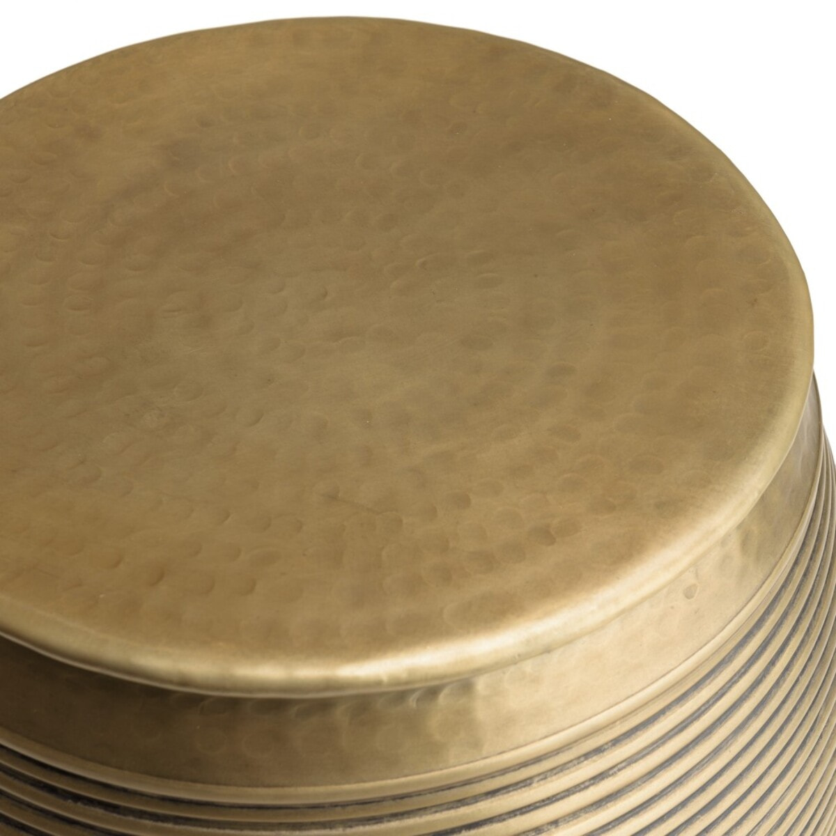 HONORE - Table d'appoint alu L40cm H45cm couleur laiton foncé strié