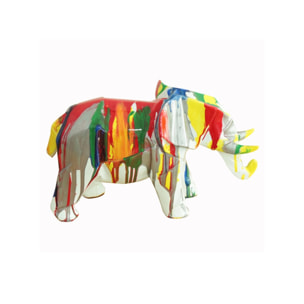 Statuette éléphant en résine multicolore H21cm - ELEPH 7