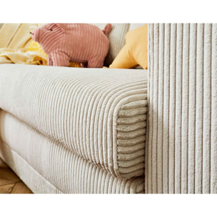 Marilia - canapé 2 places - convertible déplimousse - en velours côtelé - Beige