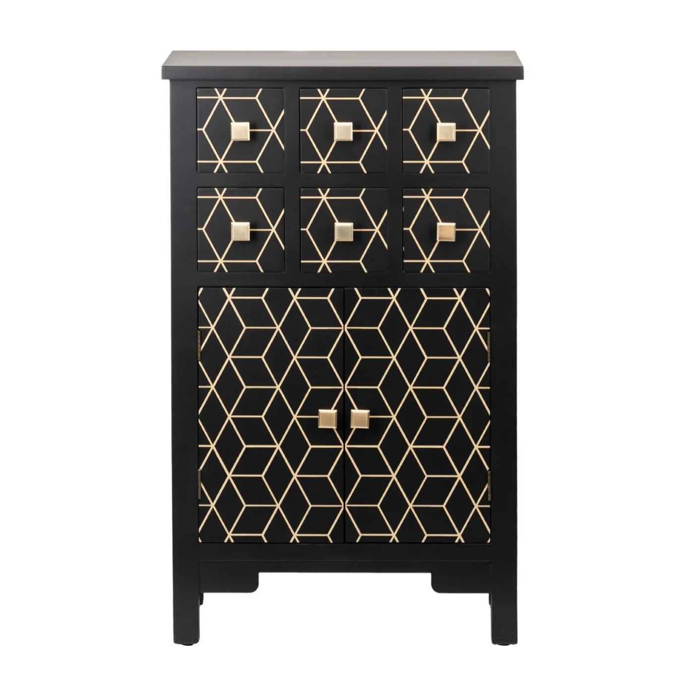 Cabinet Madera Negro-dorado 60x30x100 Cm