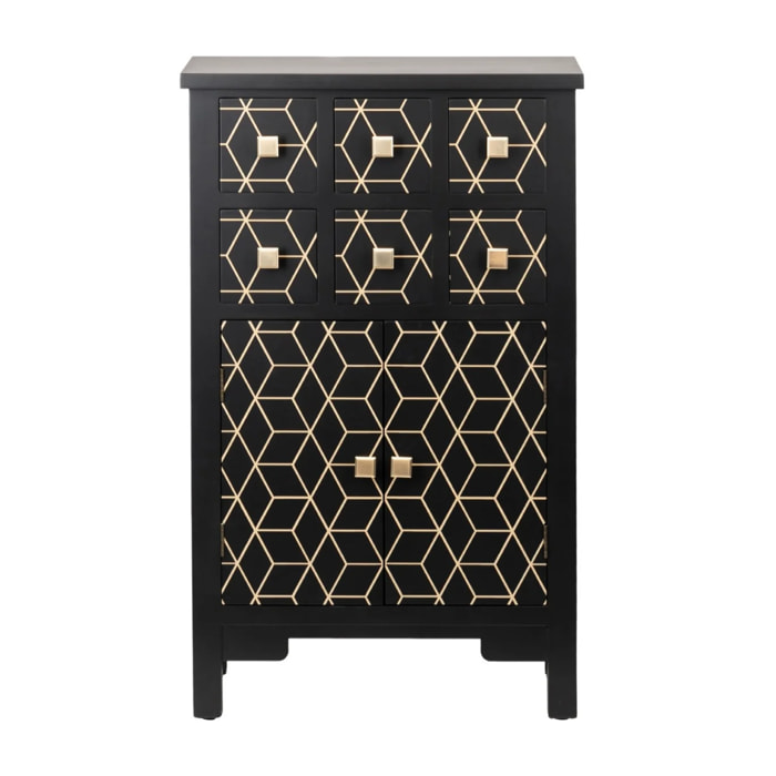 Cabinet Madera Negro-dorado 60x30x100 Cm