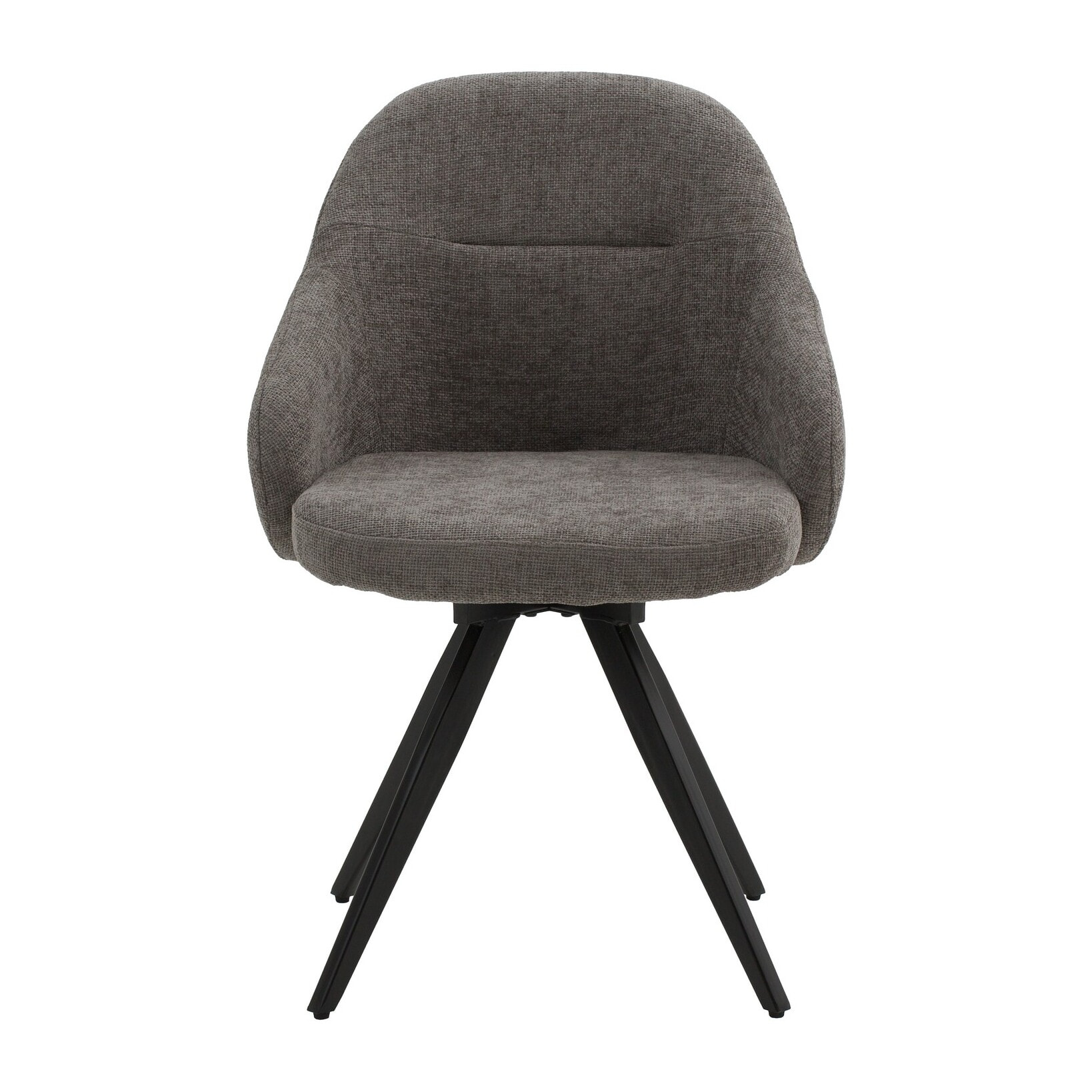Set di 4 sedie girevoli COVENT in tessuto grigio e gambe in metallo nero, con braccioli