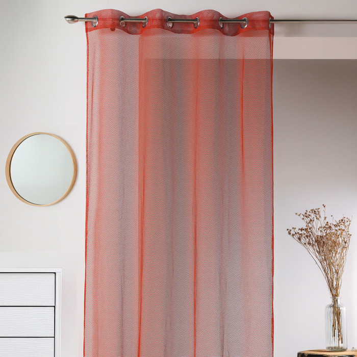 Voilage uni en maille filet - Rouge Orangé