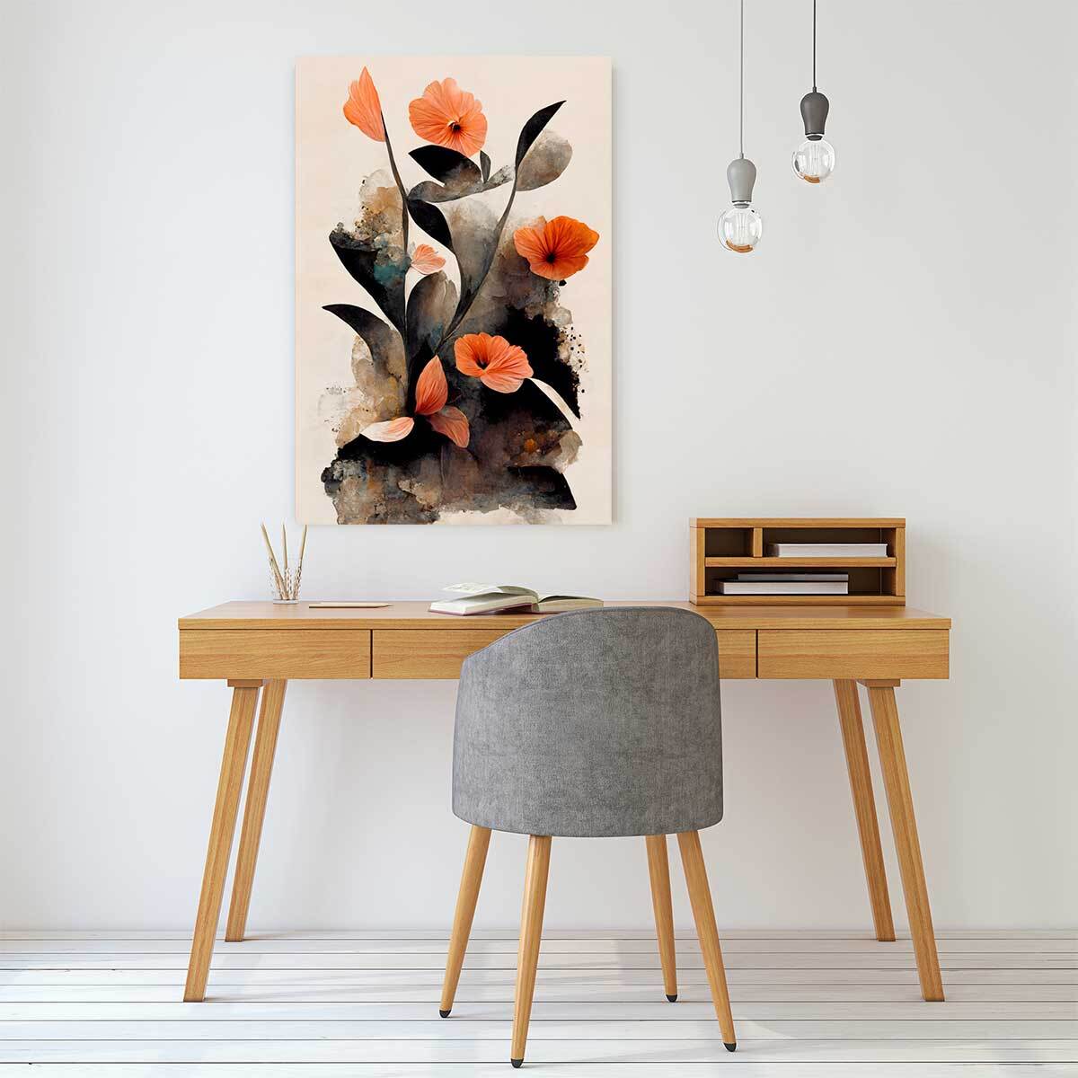 Tableau nature morte fleur corail  Tableau alu Dibond