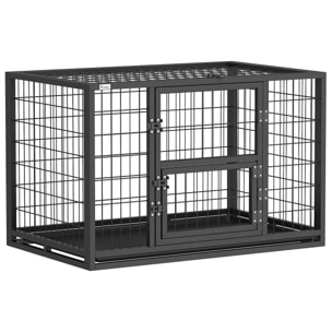 Cage pour chien 94 x 60 x 64 cm toit ouvrant trappes nourrissage porte acier noir