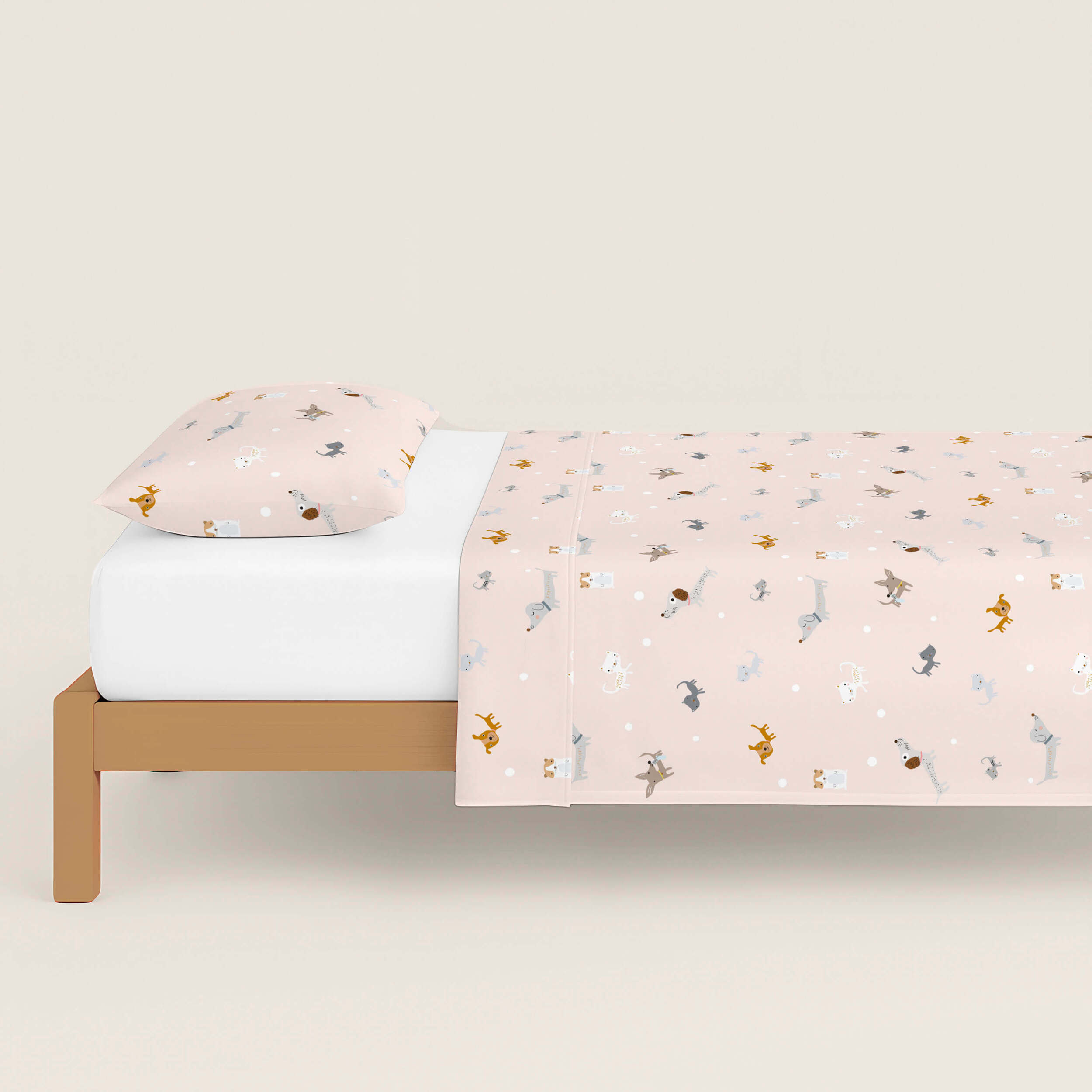 Funda Nórdica Estampada - Reversible - Infantil - Cierre Solapa - 100% Algodón - Incluye 1 Funda de Almohada - Amigos Peludos