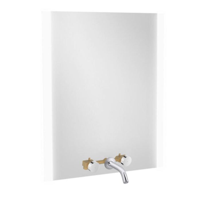 Miroir 3 trous 60 cm + mitigeur lavabo encastré 3 trous Grands Boulevards chrome