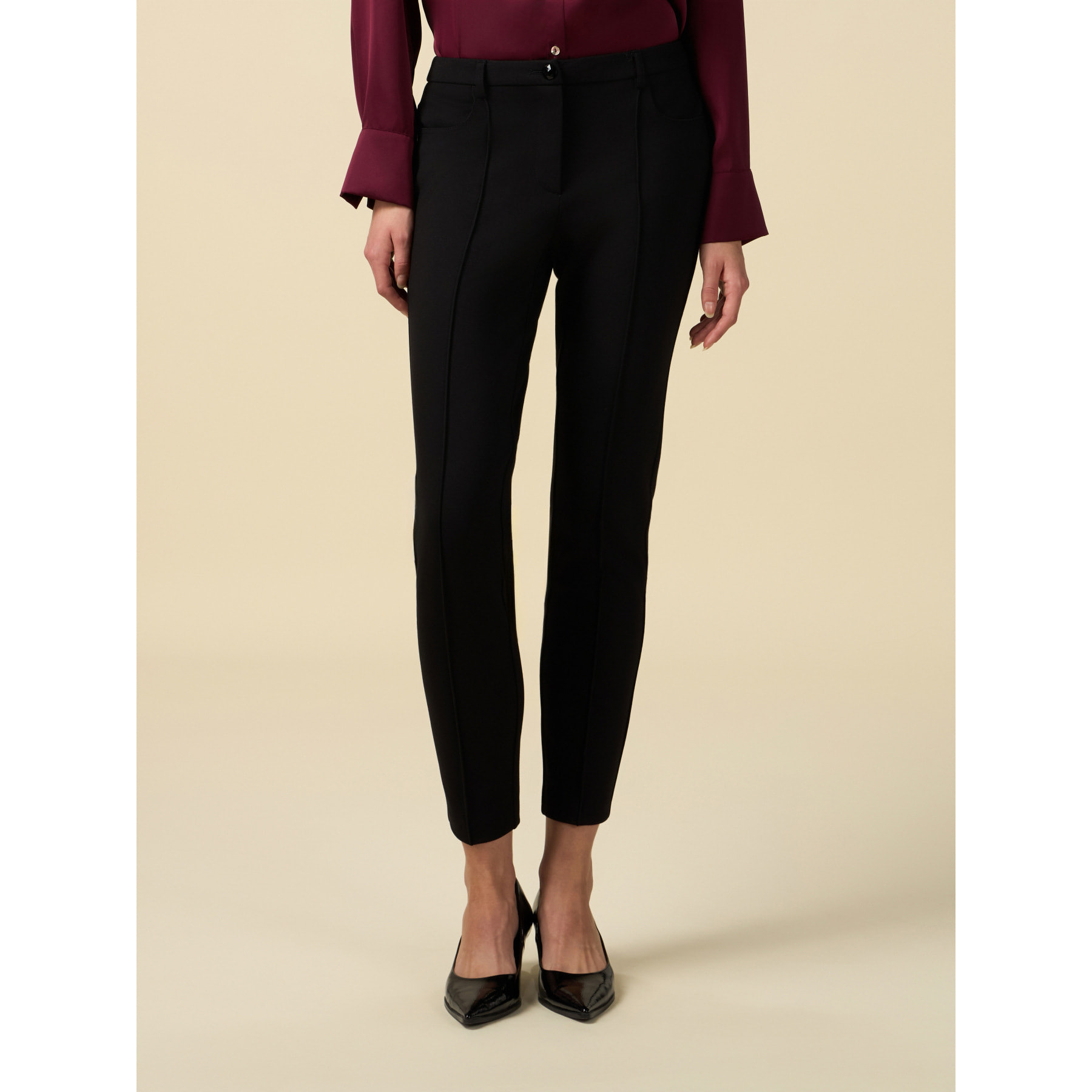 Oltre - Skinny trousers in Milan stitch - Negro