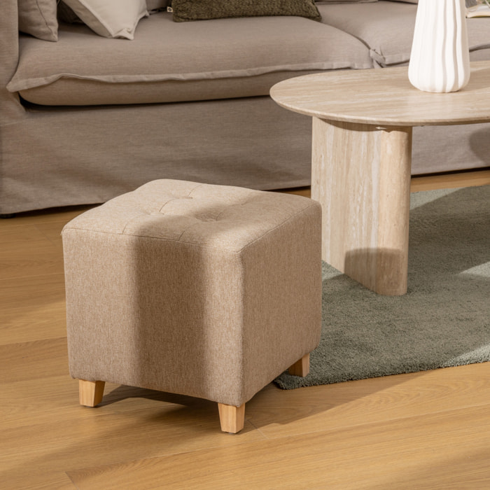 Pouf "Leandre" pin beige 35x35x35cm