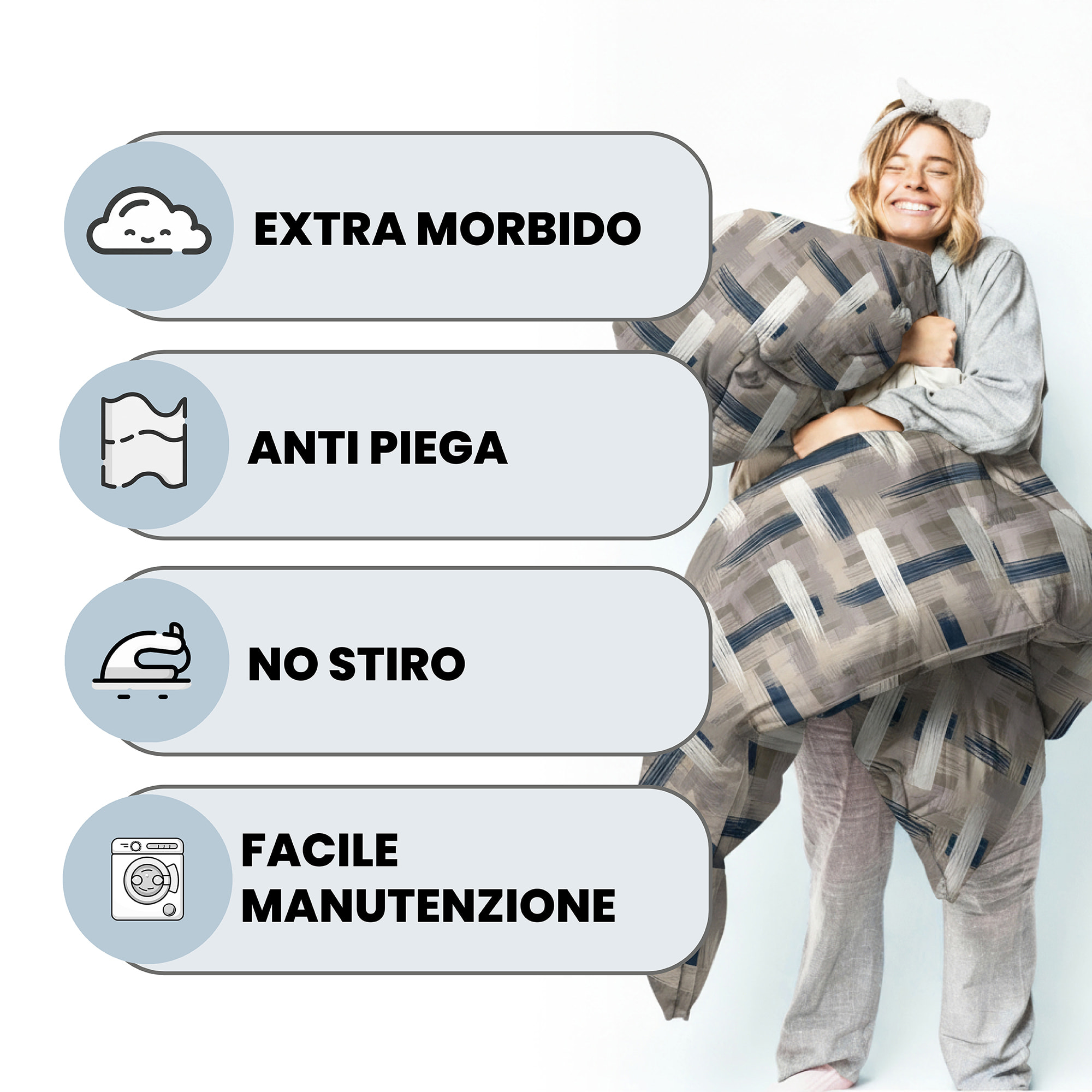 TRAPUNTA INVERNALE BASIC, 200gr, Doubleface, Microfibra, Made in Italy - PENNELLATE