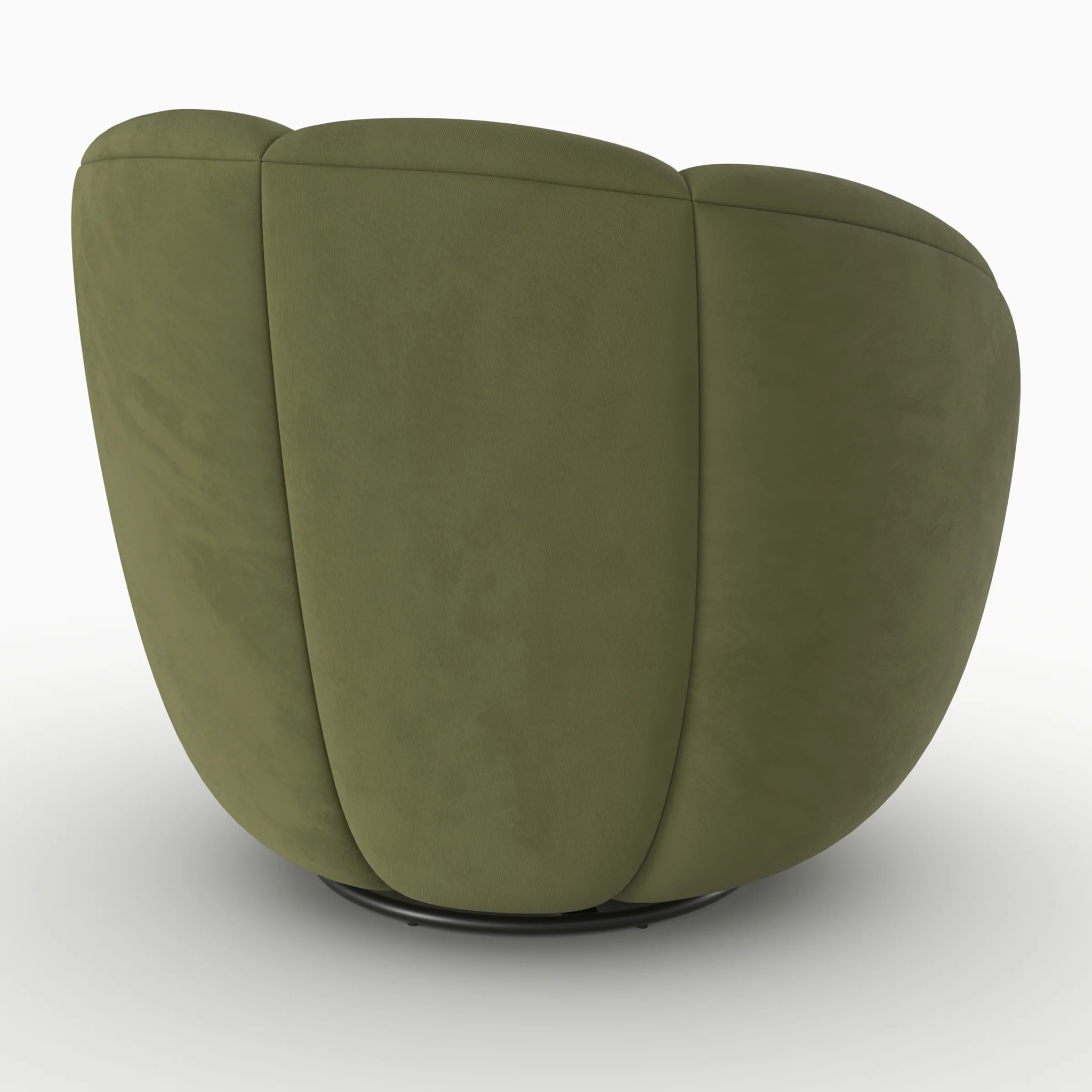 Fauteuil pivotant en velours vert olive foncé - Ysé