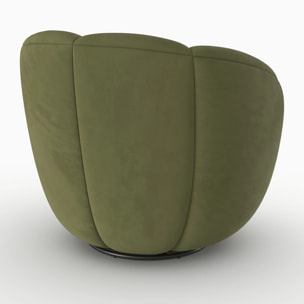 Fauteuil pivotant en velours vert olive foncé - Ysé