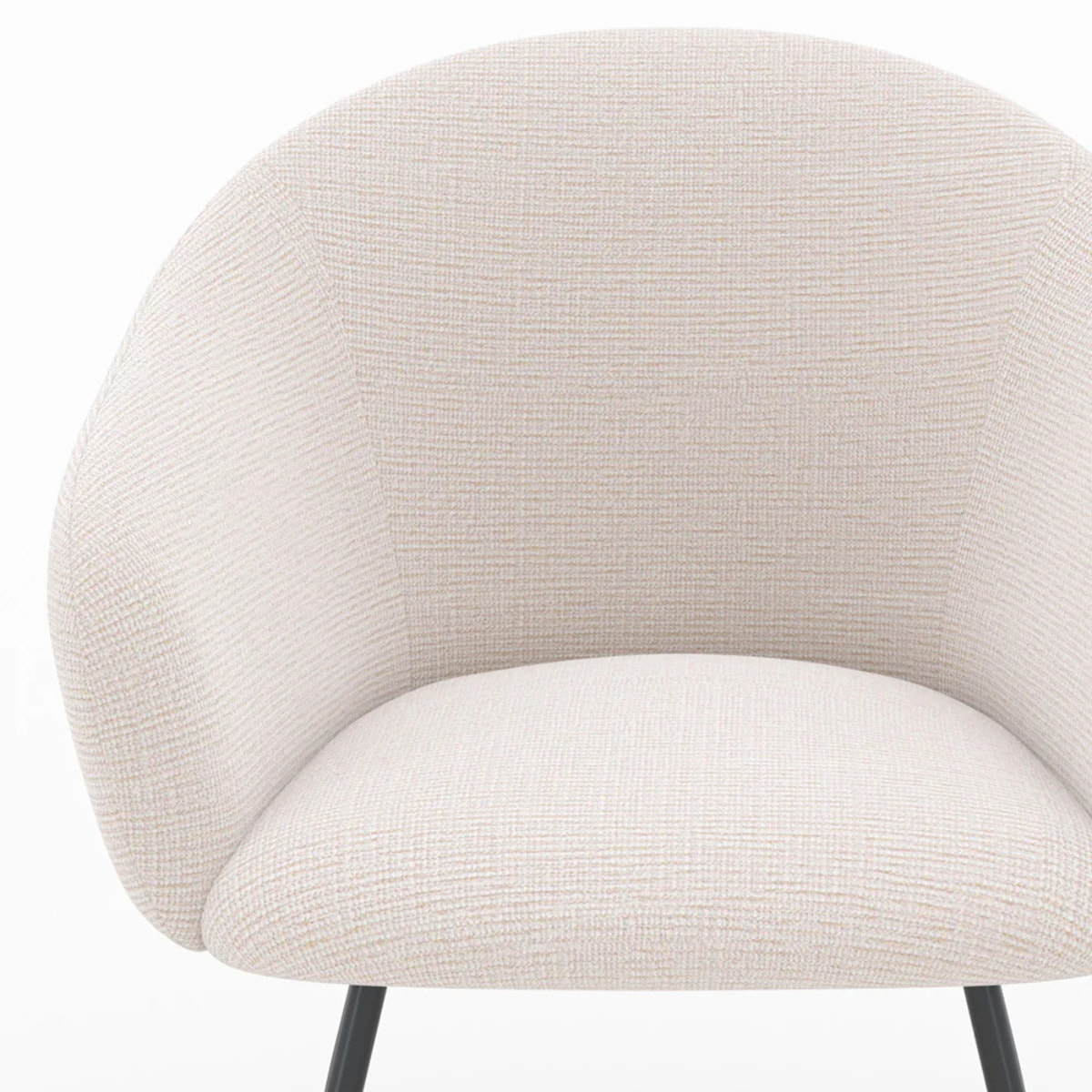 Fauteuil en tissu blanc chiné et pieds en métal noir - Socky