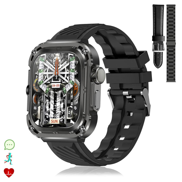 DAM Smartwatch Z85 Max con pantalla 2'', triple correa. Monitores de salud, ECG, tensión. Modos deportivos, llamadas BT. 4,7x1,4x5,5 Cm. Color: Negro