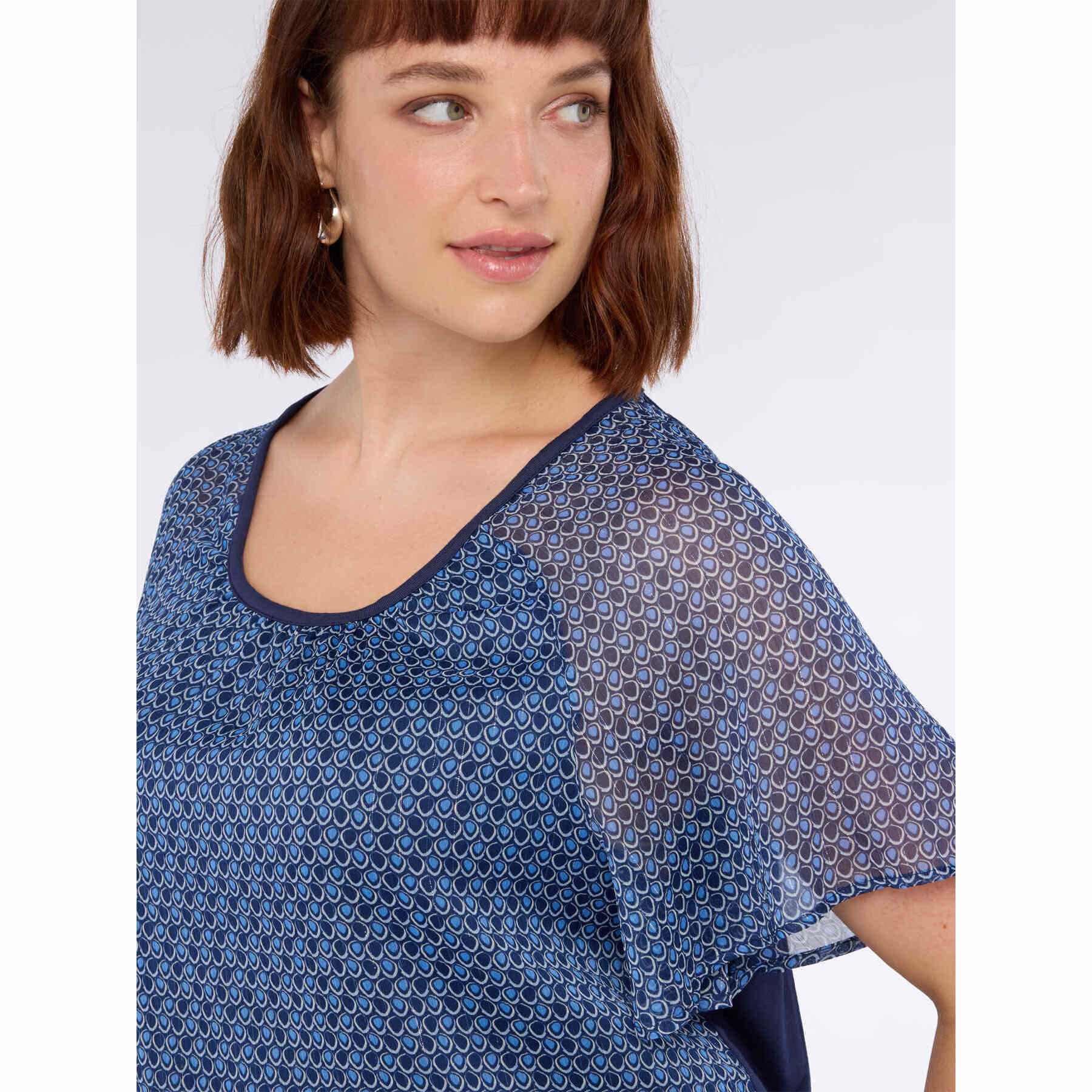 Fiorella Rubino - Camiseta bimatérica con estampado - Azul