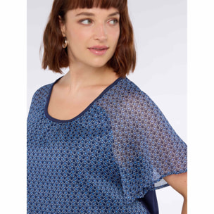 Fiorella Rubino - Camiseta bimatérica con estampado - Azul