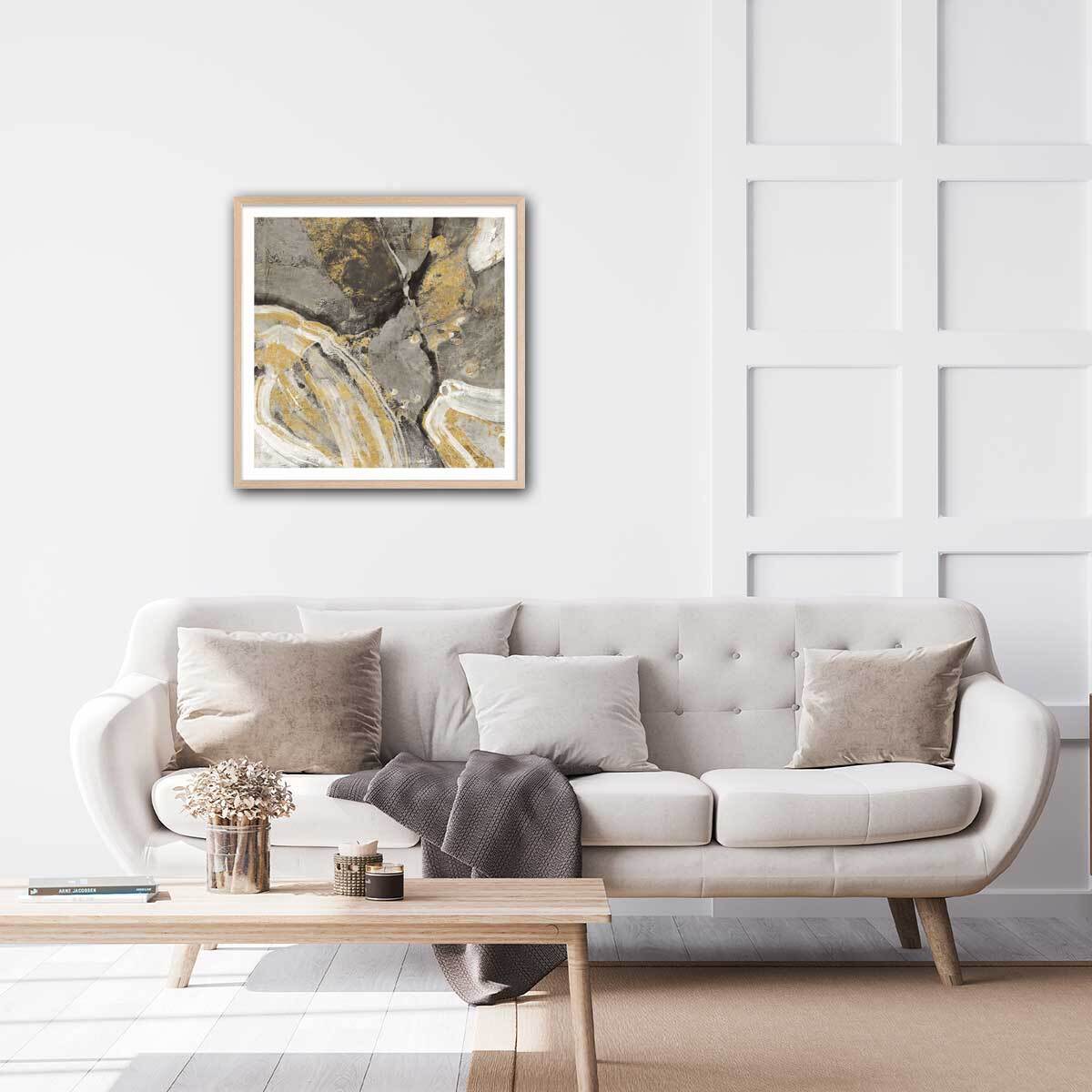 Poster Rivière d'or Affiche + cadre en bois - Chêne