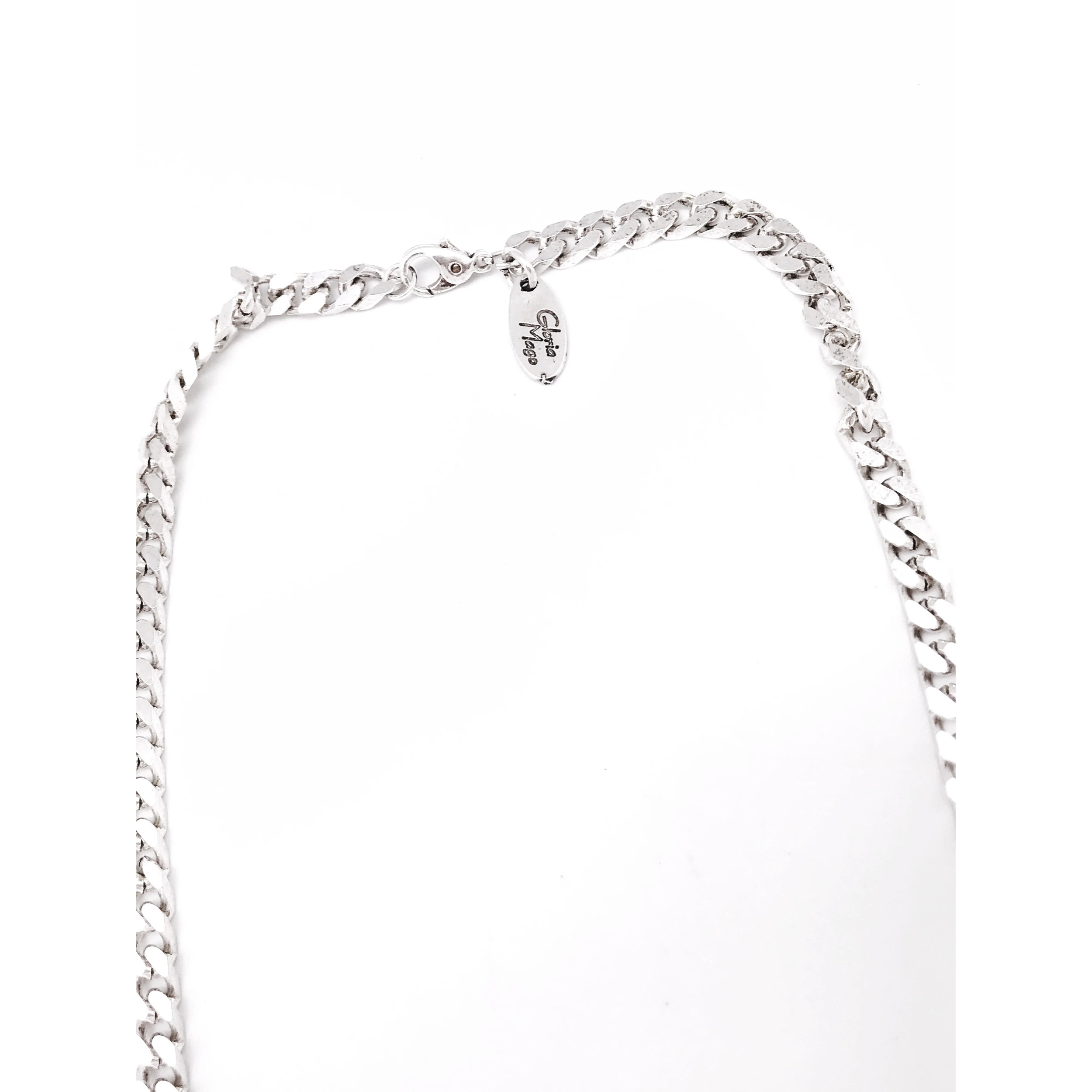 Collar cadena plata diamantada latón chapado 60cm