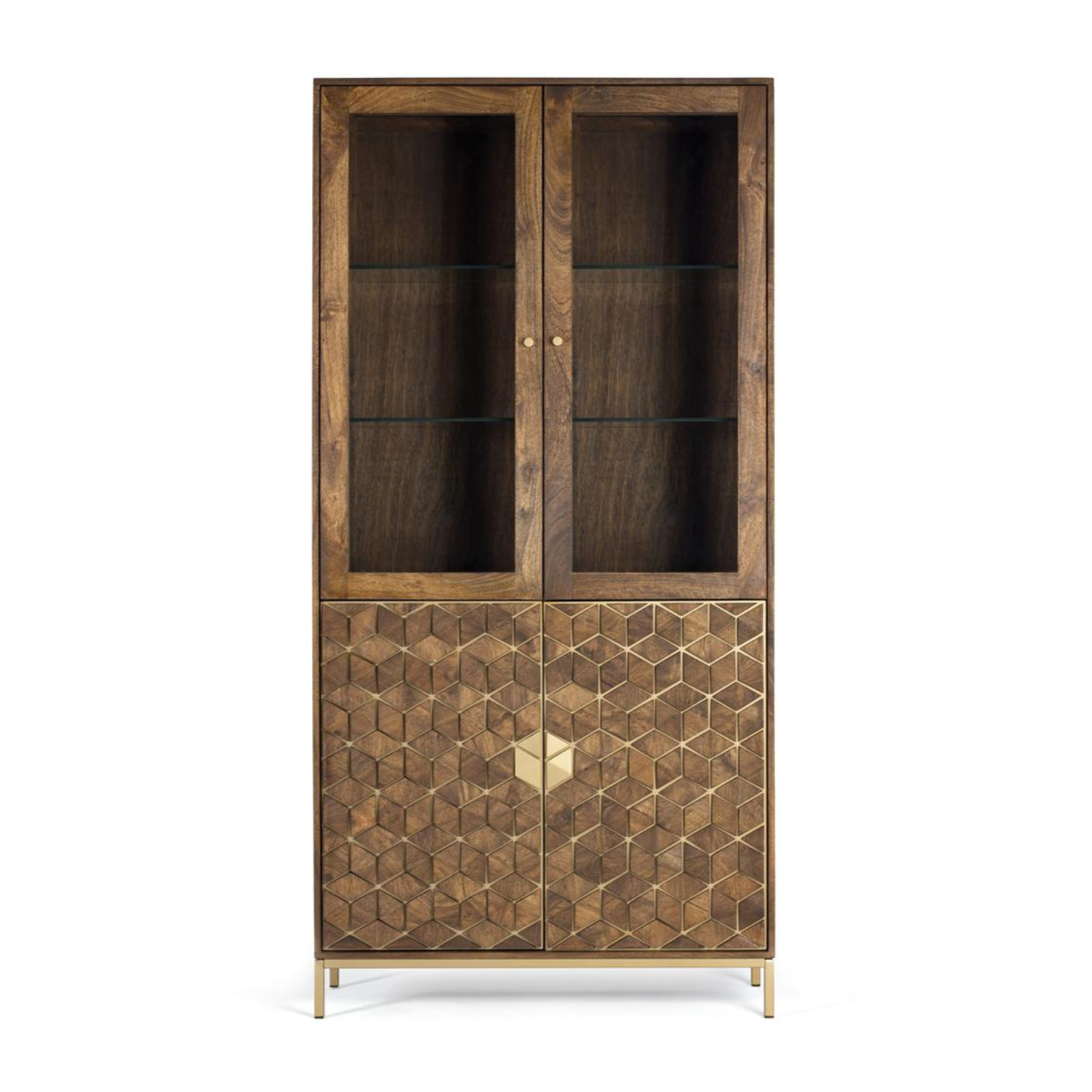 Vitrina de Madera de Mango 98 Cm Estilo Rústico Moderno