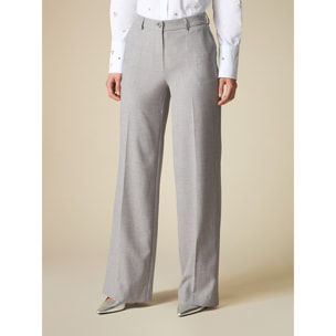 Oltre - Pantalón modelo palazzo de tejido mélange - Gris