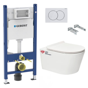Pack Bati-support Geberit 112cm + WC sans bride Swiss Aqua Technologies Brevis + abattant ultra-fin (BREVISGEB3-SP)