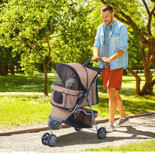 Cochecito Plegable con Ruedas 360Âº de Oxford 75x45x97cm Café