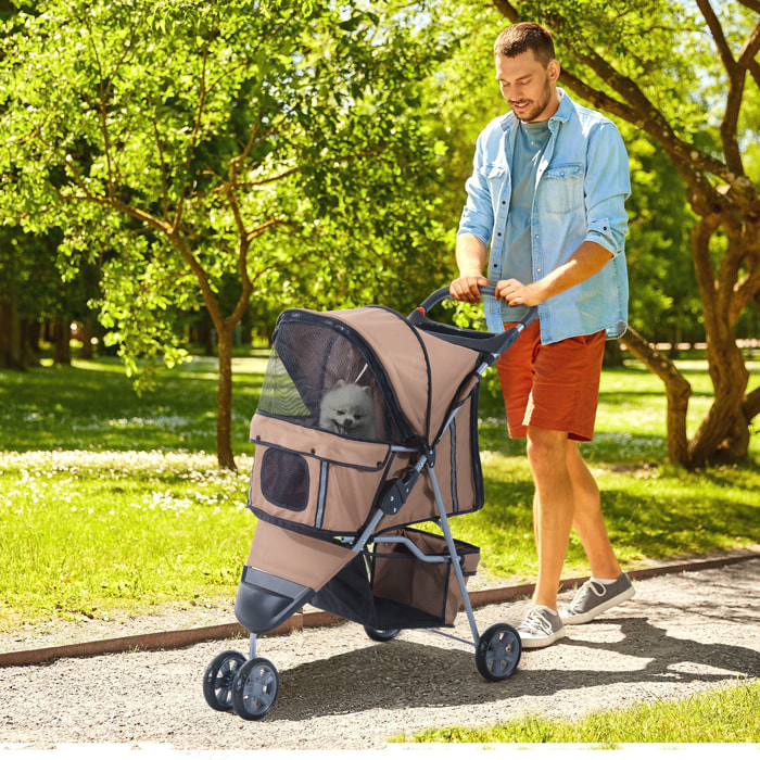 Cochecito Plegable con Ruedas 360Âº de Oxford 75x45x97cm Café