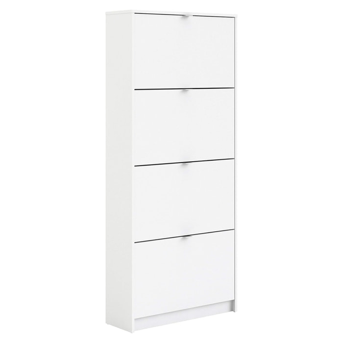Scarpiera Sobral 4 Ante Salvaspazio Mobile Porta Scarpe Capiente Moderno Per Ingresso Corridoio Camera Struttura Resistente 162 x 25 x 71 Cm Bianco