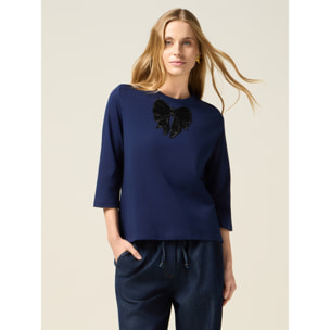 Oltre - Camiseta de jersey con parche de lentejuelas - Azul