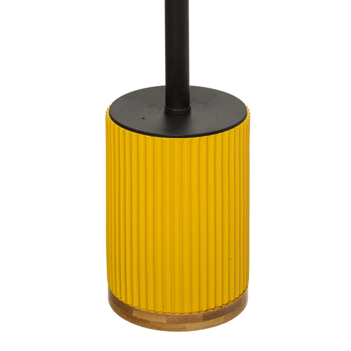 Brosse et pot wc strié - Jaune moutarde