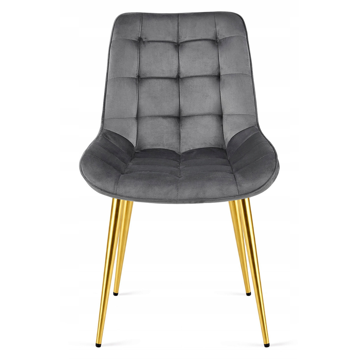 Sedia Bera in Velluto Grigio Antracite con Gambe Oro