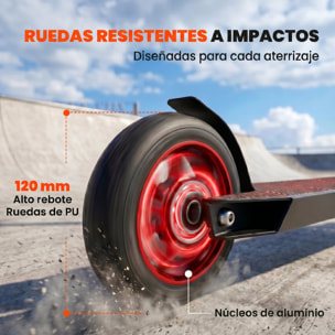 Scooter Acrobático, Scooter Freestyle con Manillar 360°, Rodamientos ABEC-9, Ruedas de PU de 120 mm, Marco de Aluminio Acero, Antideslizante, para Adolescentes, Adultos para Skatepark, Rojo