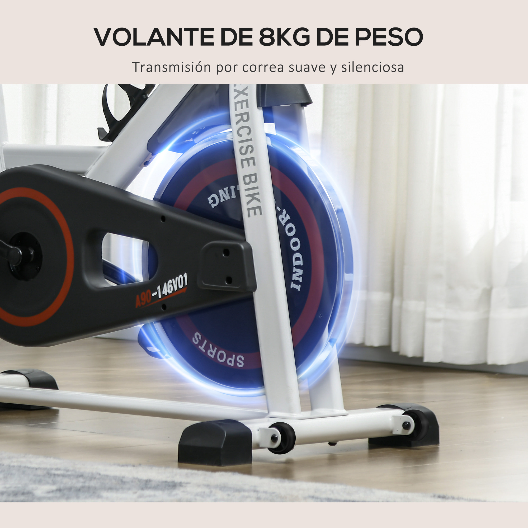 Bicicleta Estática con Resistencia Regulable Bici Estática Bicicleta de Fitness con Volante de Inercia 8 kg Pantalla LCD Manillar y Asiento Ajustable para Casa Gimnasio Blanco