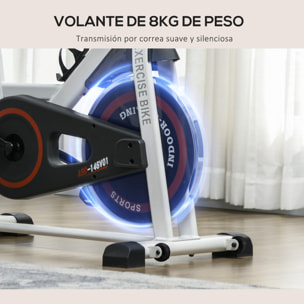 Bicicleta Estática con Resistencia Regulable Bici Estática Bicicleta de Fitness con Volante de Inercia 8 kg Pantalla LCD Manillar y Asiento Ajustable para Casa Gimnasio Blanco