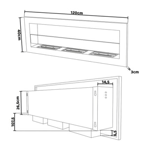 Traiano - Camino a bioetanolo da incasso 120xH40 cm biocamino Bianco