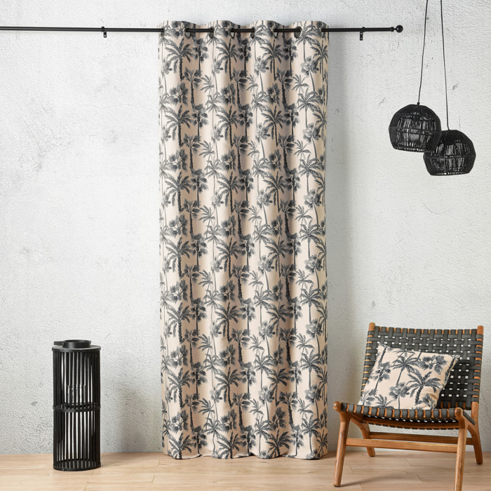 Coussin motif palmier tissé - Bleu