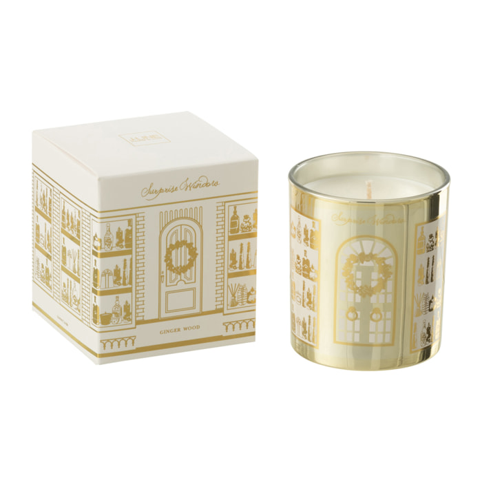 J-Line bougie parfumée Surprise Window - verre - blanc/or