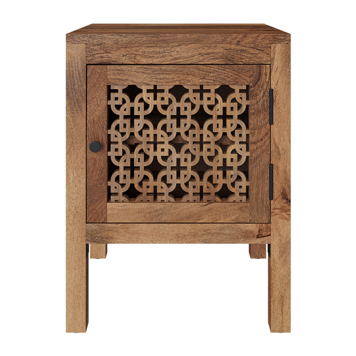 Table de chevet ajourée en bois de manguier - Jaya