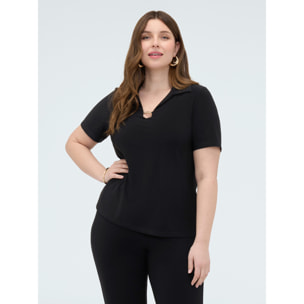 Fiorella Rubino - T-shirt in jersey con dettaglio sullo scollo - Nero