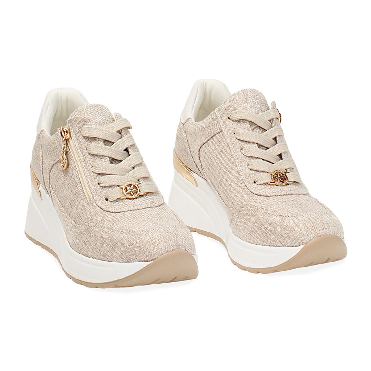 Sneakers donna beige in canvas
