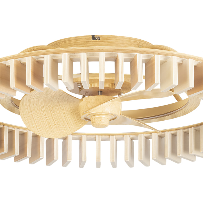 Forlight Cork Ventilador de techo con luz LED. Silencioso. 6 velocidades. Regulador de Intensidad y Temperatura de Color. Marrón