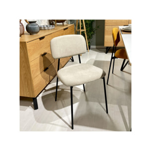 Chaise de repas en tissu doux avec 4 pieds en métal noir - MIRA
