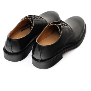 Derby stringate in pelle abrasivato con fondo cuoio antiscivolo