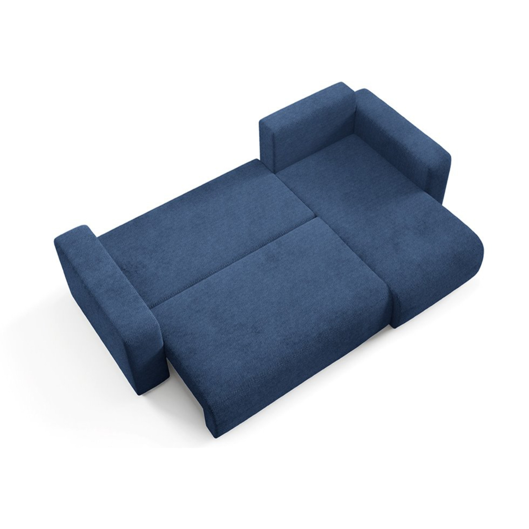GLORIA - Canapé d'angle droit convertible 4 places en tissu bleu