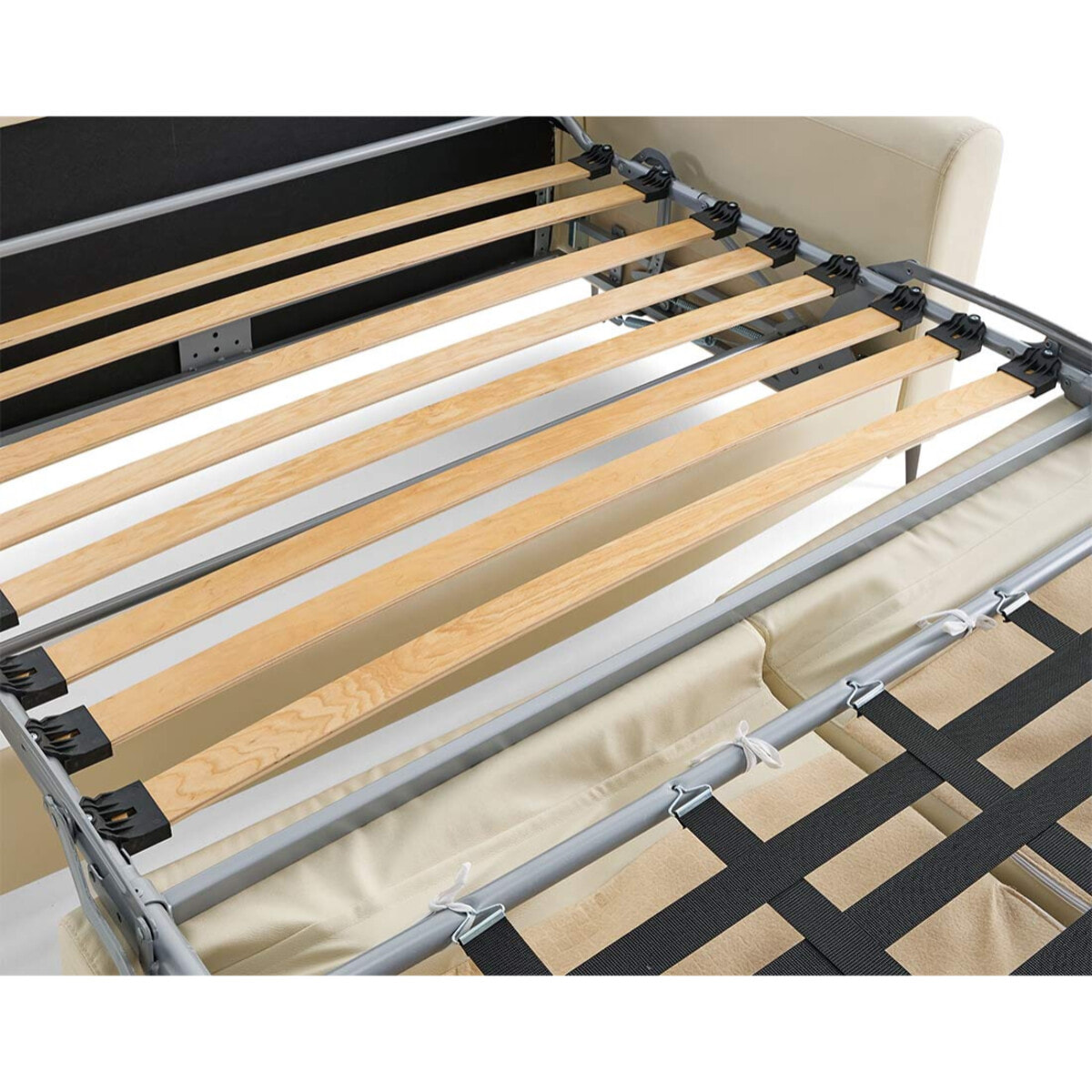 Owen - canapé 3 places convertible couchage quotidien matelas 12 cm en simili - Beige