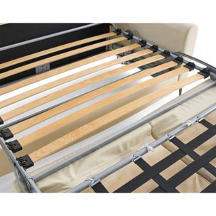 Owen - canapé 3 places convertible couchage quotidien matelas 12 cm en simili - Beige
